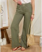 Pantalon 100% Lin Riga kaki