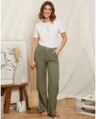 Pantalon 100% Lin Riga kaki