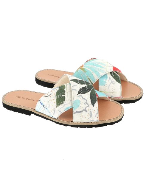 Mules de baile florales verdes/multicolores
