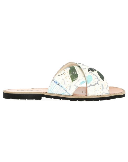 Mules de baile florales verdes/multicolores