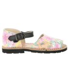 Roze/veelkleurige leren sandalen met bloemen