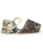 Camouflage-Ledersandalen in Khaki/Gold
