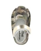 Camouflage-Ledersandalen in Khaki/Gold