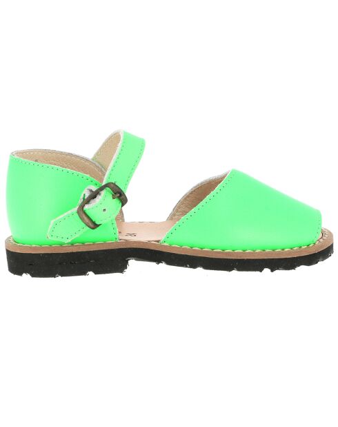 Jeanne Fluo grüne Ledersandalen