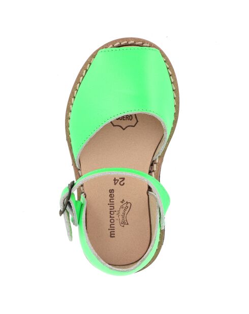 Jeanne Fluo grüne Ledersandalen