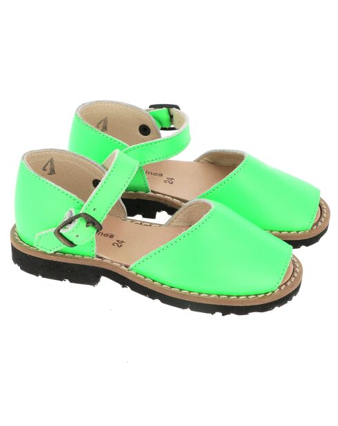 Jeanne Fluo grüne Ledersandalen