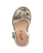 Camouflage-Ledersandalen in Khaki/Gold
