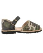 Schwarze Camouflage-Ledersandalen