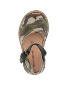 Schwarze Camouflage-Ledersandalen