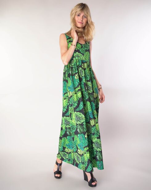Robe Juliette feuilles vert/noir