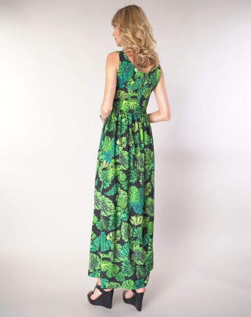 Robe Juliette feuilles vert/noir