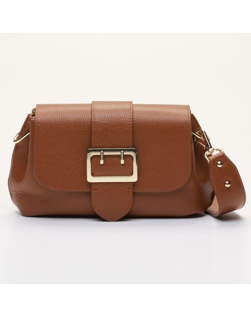 Sac bandoulière en Cuir Irine camel - 30x15x6 cm