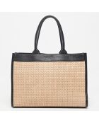 Borsa Nina in pelle beige/nera - 37x27x12 cm