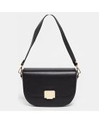 Sac porté épaule Ambre en Cuir noir - 25x17x5 cm