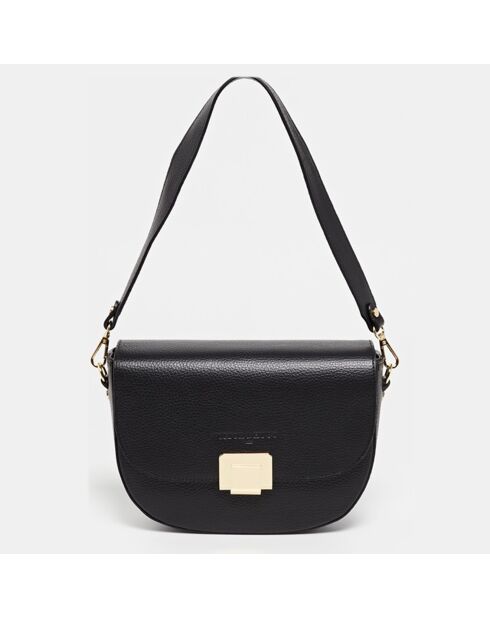 Sac porté épaule Ambre en Cuir noir - 25x17x5 cm