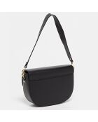 Sac porté épaule Ambre en Cuir noir - 25x17x5 cm