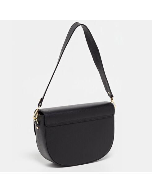 Sac porté épaule Ambre en Cuir noir - 25x17x5 cm