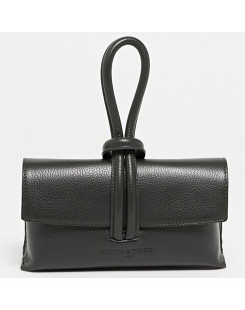 Emy schwarze Lederhandtasche - 22x11x5 cm