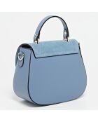 Blauwe Mina leren en fluwelen leren handtas - 24x19x10,5 cm