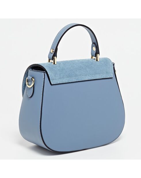 Blauwe Mina leren en fluwelen leren handtas - 24x19x10,5 cm