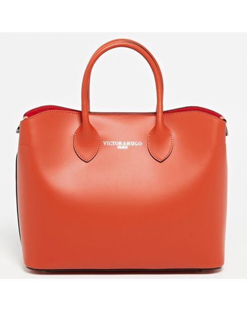 Sac cabas en Cuir Nisa  orange - 31x25x14 cm