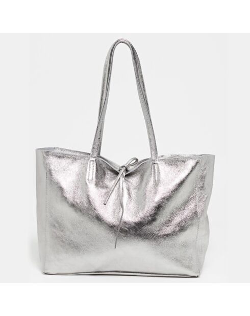 Sac cabas Vog en Cuir argenté - 50x28x12 cm