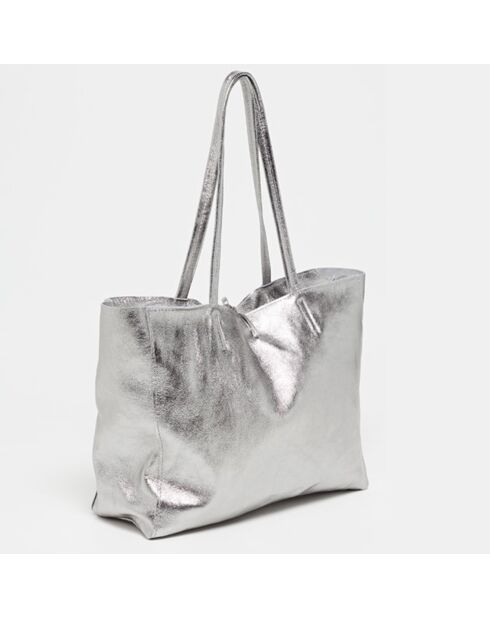 Sac cabas Vog en Cuir argenté - 50x28x12 cm