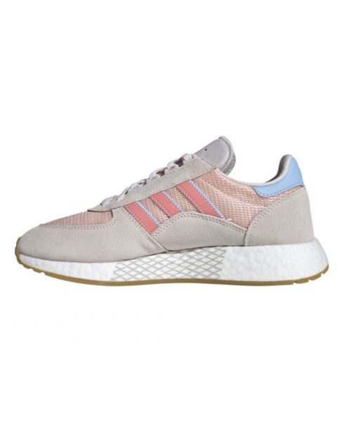 Baskets en Velours de Cuir & Mesh Marathon Tech W gris/rose/bleu