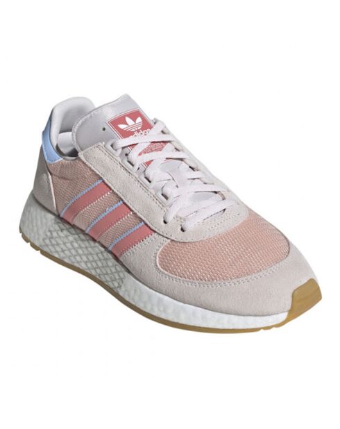 Baskets en Velours de Cuir & Mesh Marathon Tech W gris/rose/bleu