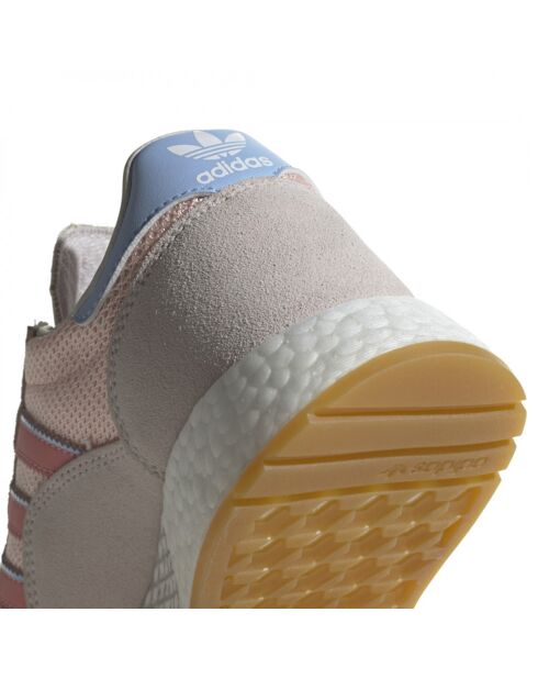 Baskets en Velours de Cuir & Mesh Marathon Tech W gris/rose/bleu