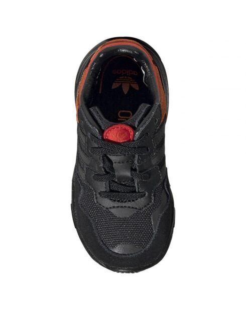 Baskets en Velours de Cuir & Mesh Yung-96 El I noir/orange