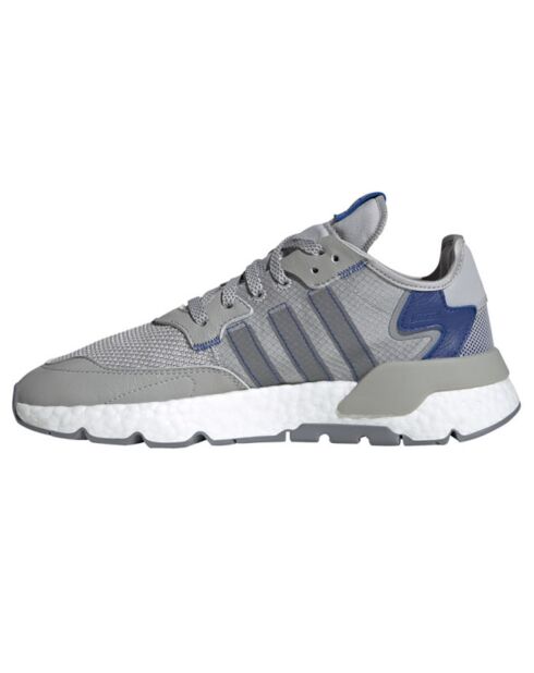 Baskets en Velours de Cuir & Mesh Nite Jogger gris/bleu/blanc