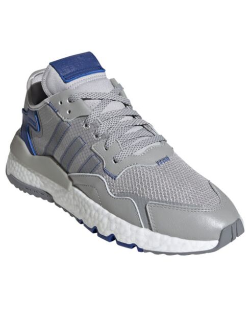 Baskets en Velours de Cuir & Mesh Nite Jogger gris/bleu/blanc