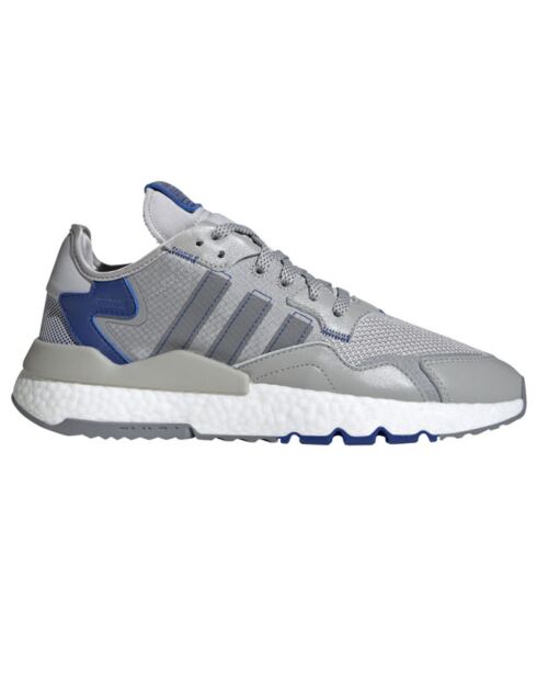 Baskets en Velours de Cuir & Mesh Nite Jogger gris/bleu/blanc