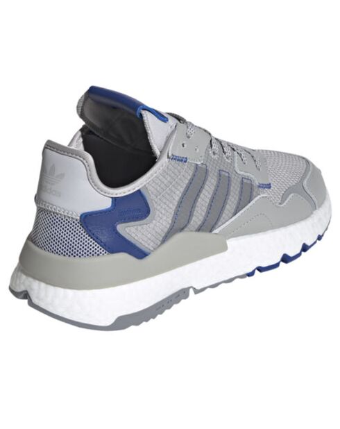 Baskets en Velours de Cuir & Mesh Nite Jogger gris/bleu/blanc