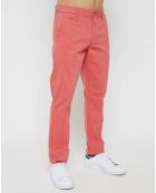 Pantalon chino ajusté Reano Stretch rouge délavé