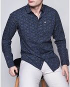 Chemise Slim Pop imprimé bleu nuit/bleu/écru