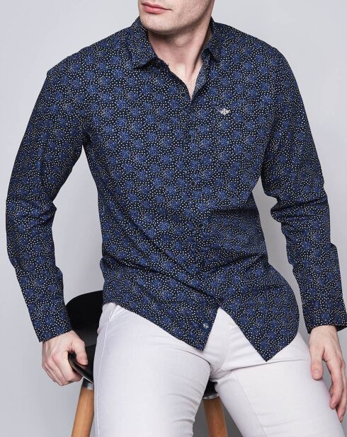 Chemise Slim Pop imprimé bleu nuit/bleu/écru