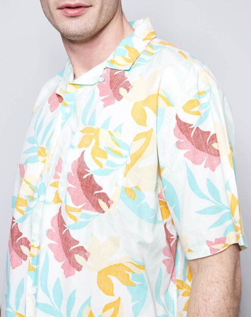 Chemise Resort imprimé tropical blanc/multicolore