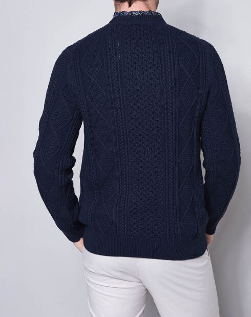 Pull maille torsadée bleu foncé