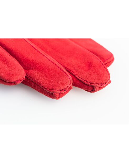 Gants en Velours de Cuir d'Agneau doublure Soie Vivienne coq de roche