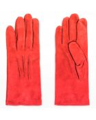Gants en Velours de Cuir d'Agneau doublure Soie Vivienne coq de roche