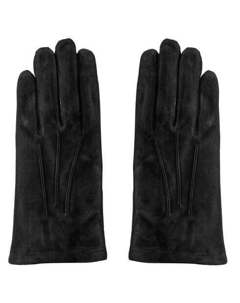 Gants en Velours de Cuir d'Agneau doublure Soie Harry noirs