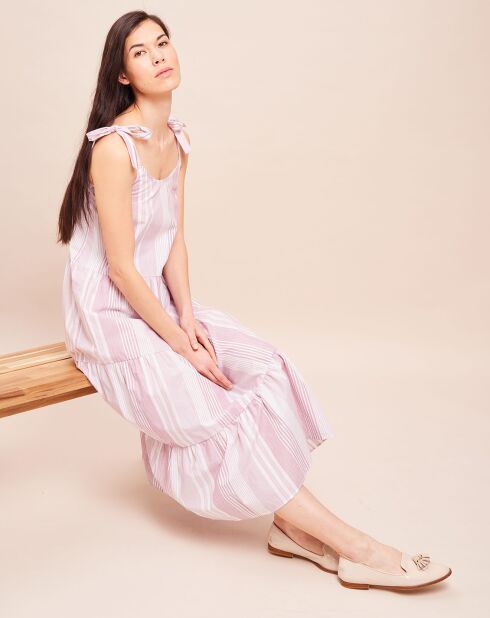 Nuisette longue Bungalow blanc/cassis