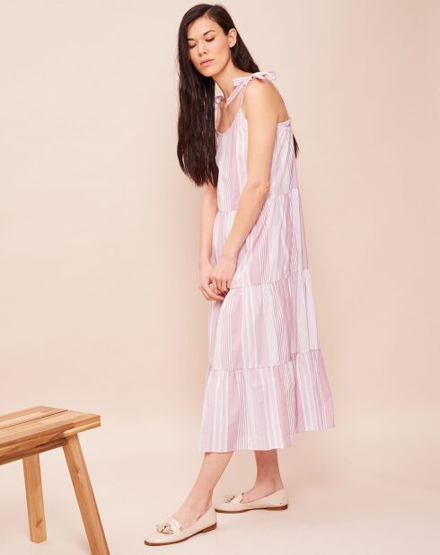 Nuisette longue Bungalow blanc/cassis