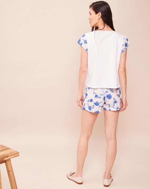 Top Azulejos imprimé blanc/bleu