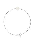 Rundes Süßwasserperlenarmband aus Weißgold und Naturweiß
