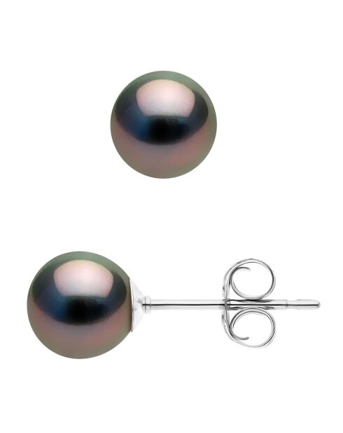 Ohrringe aus Weißgold und runden Tahitiperlen