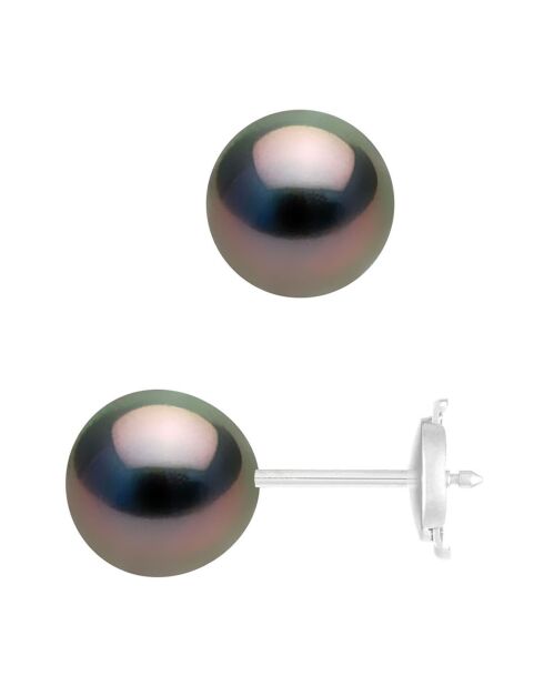 Prestige oorbellen in witgoud en ronde Tahitiaanse parels Ø 8,5-9 mm