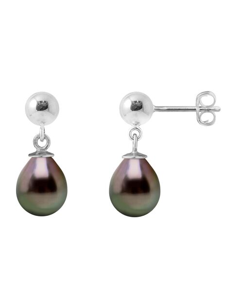 Perlenohrringe aus Weißgold und Tahiti-Birne